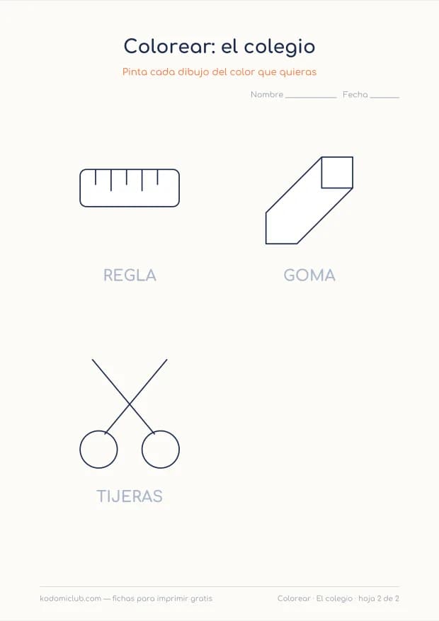 El colegio para colorear, hoja 2