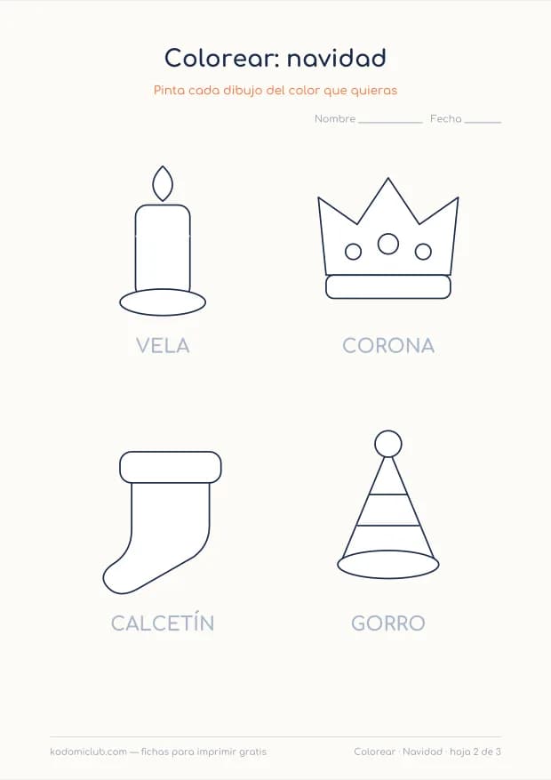 Navidad para colorear, hoja 2
