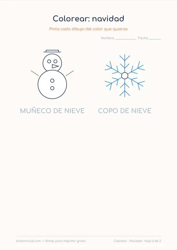 Navidad para colorear, hoja 3