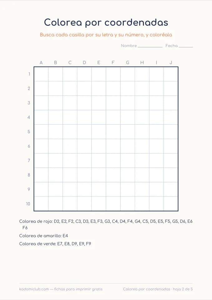 Dibujos por coordenadas, hoja 2