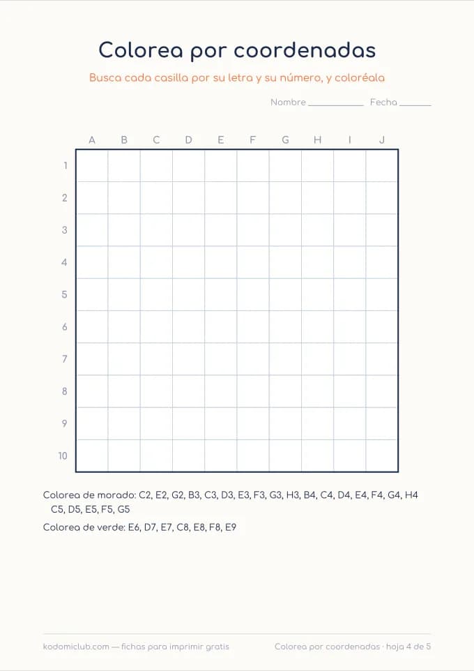 Dibujos por coordenadas, hoja 4
