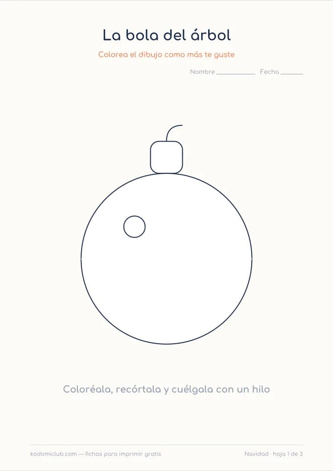 Los adornos del árbol. Ficha para imprimir, 3–8 años