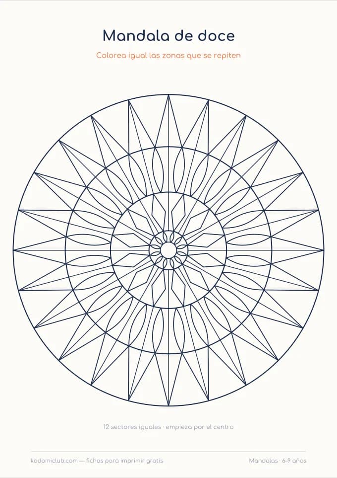 Mandalas para colorear, hoja 4