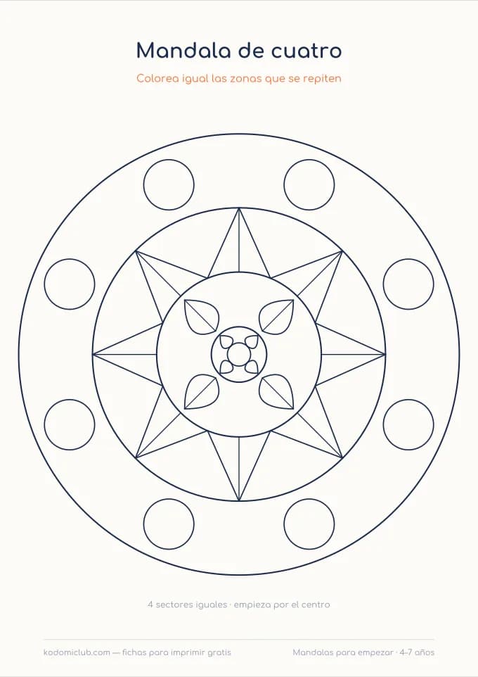 Mandalas para empezar. Ficha para imprimir, 4–7 años