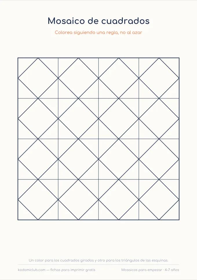 Mosaicos para empezar. Ficha para imprimir, 4–7 años