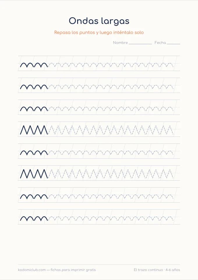 Bucles y ondas. Ficha para imprimir, 4–6 años
