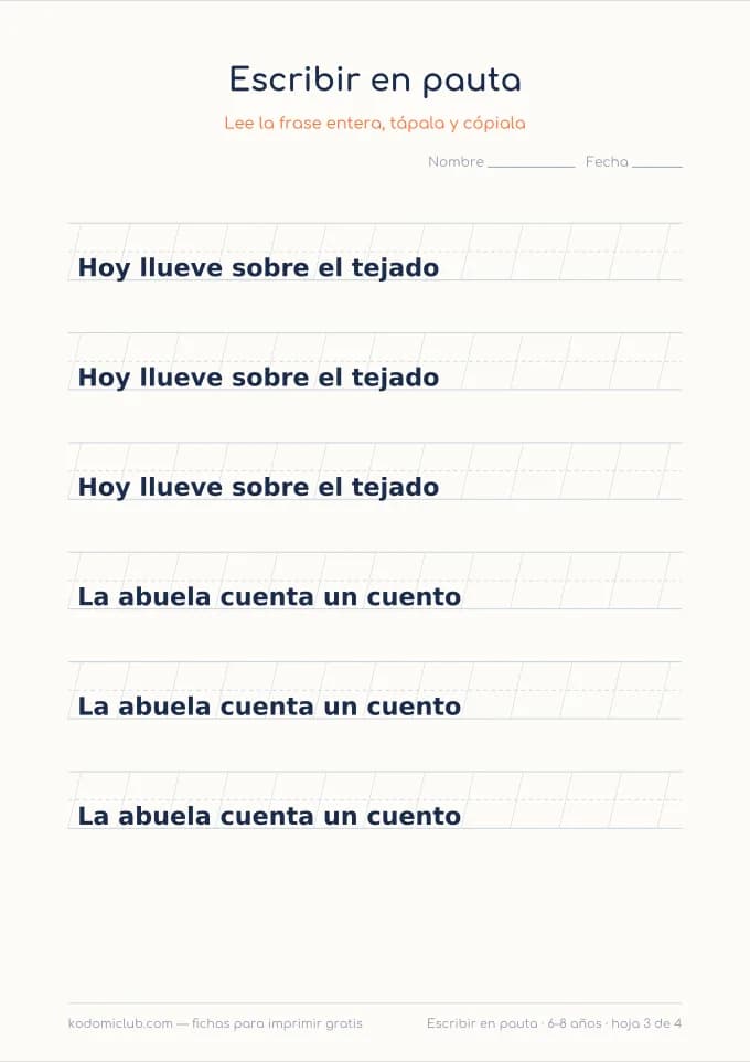 Escribir en pauta, hoja 3