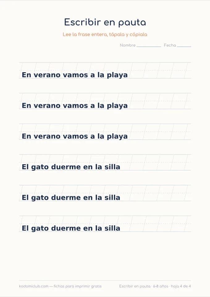 Escribir en pauta, hoja 4
