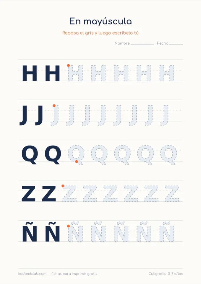 Las letras que salen menos, hoja 3