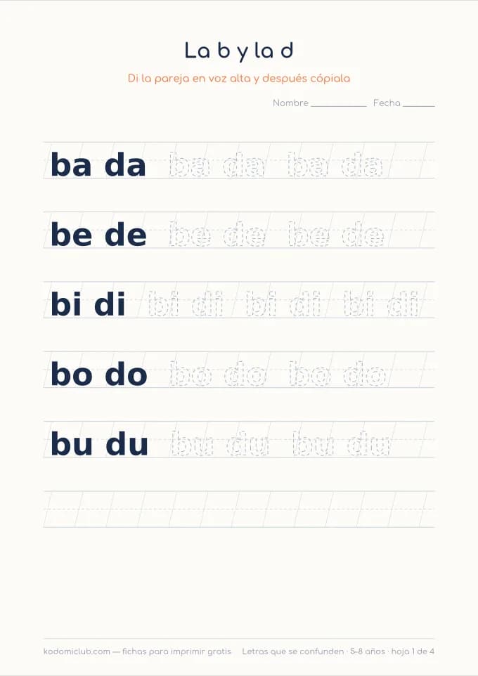 Las letras que se confunden. Ficha para imprimir, 5–8 años