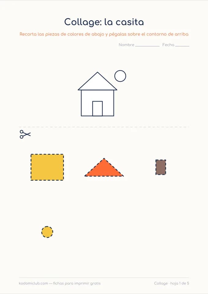 Mi primer collage. Ficha para imprimir, 3–6 años