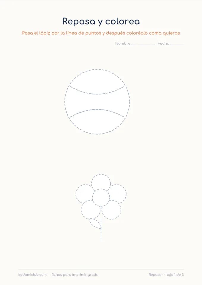 Repasar y colorear. Ficha para imprimir, 3–6 años