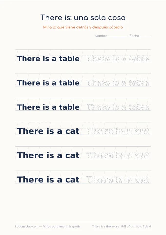 There is y there are. Ficha para imprimir, 8–11 años