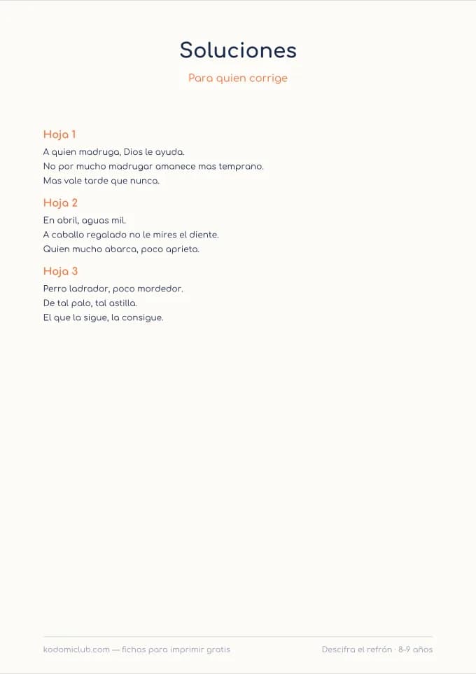 Descifra el refrán, hoja 4