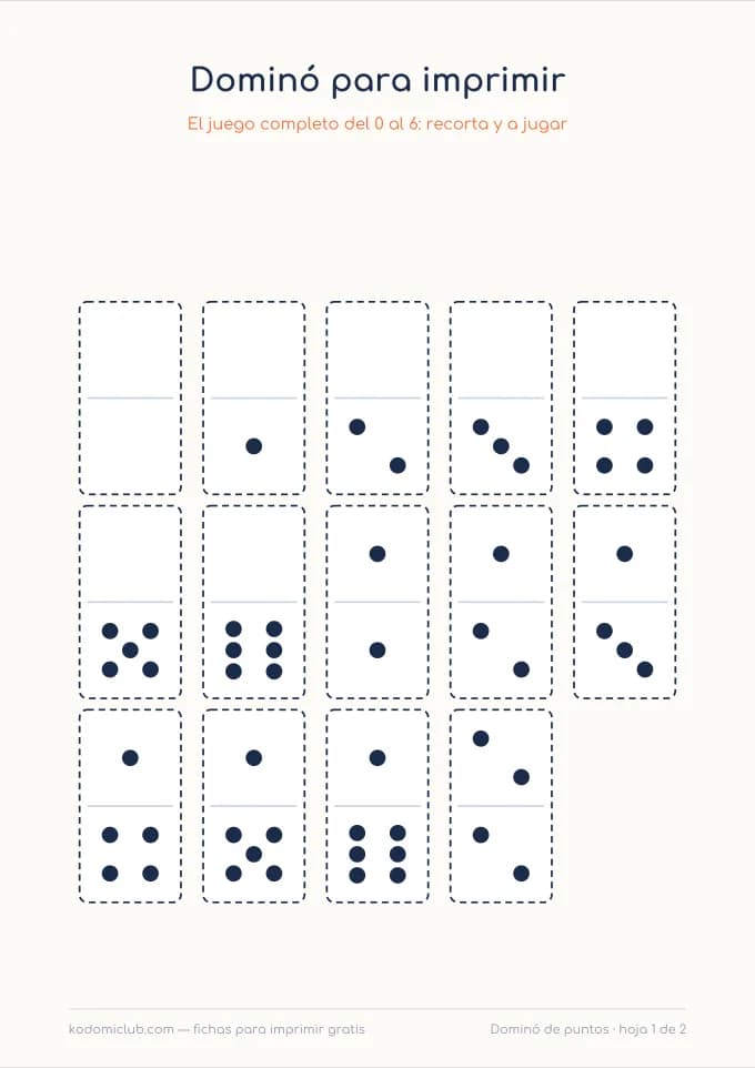 Dominó para imprimir. Ficha para imprimir, 4–8 años
