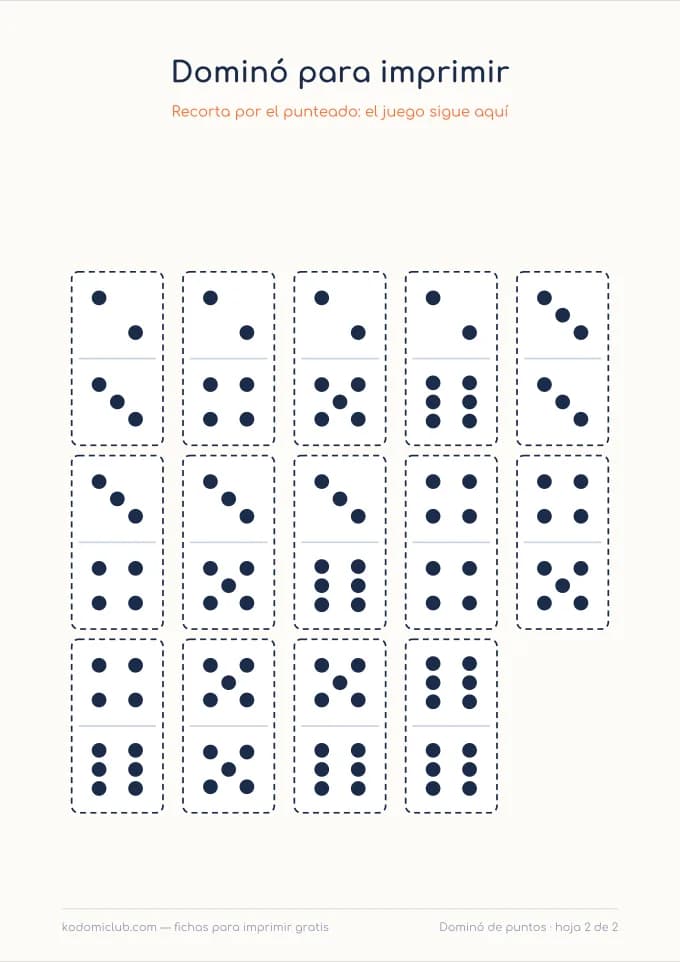 Dominó para imprimir, hoja 2