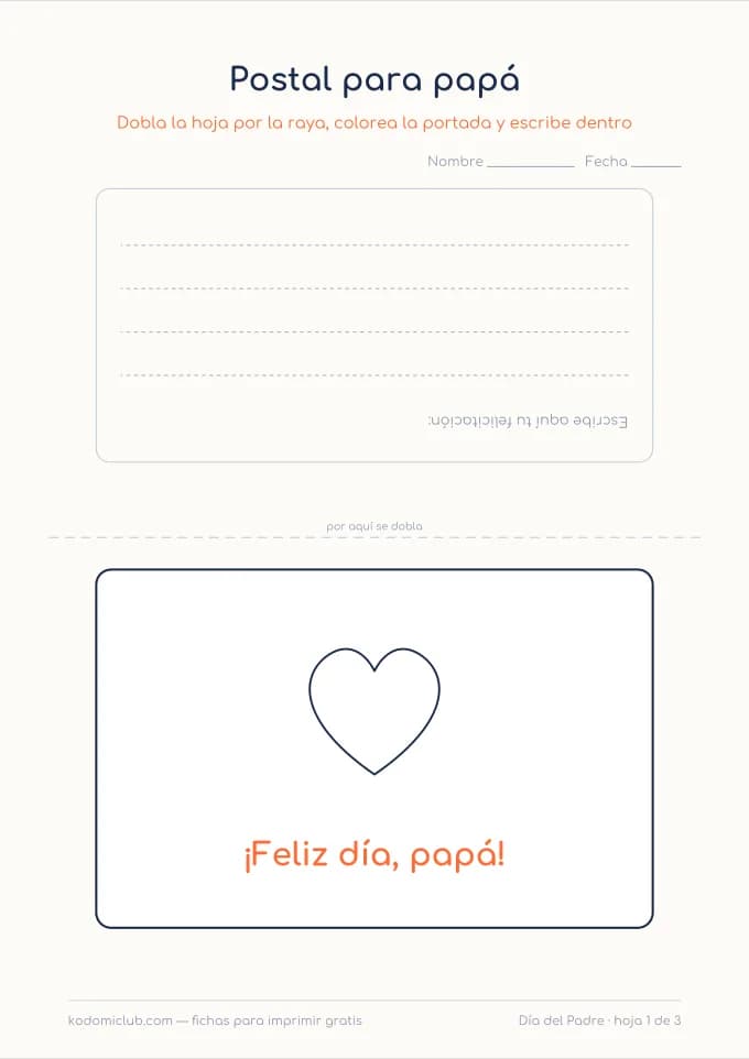 Los vales para el Día del Padre. Ficha para imprimir, 4–10 años