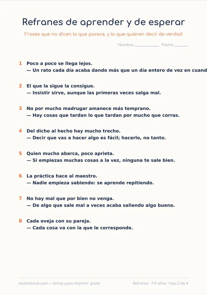 Refranes y dichos, hoja 2