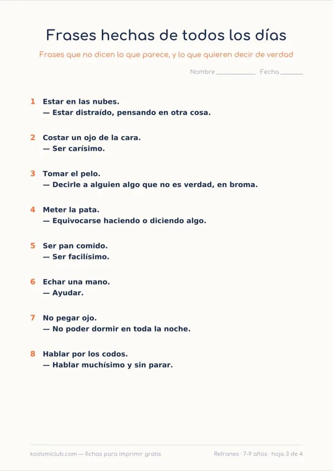 Refranes y dichos, hoja 3