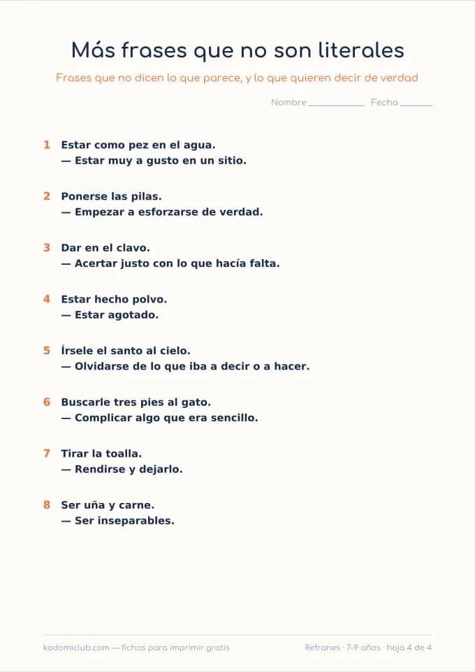 Refranes y dichos, hoja 4