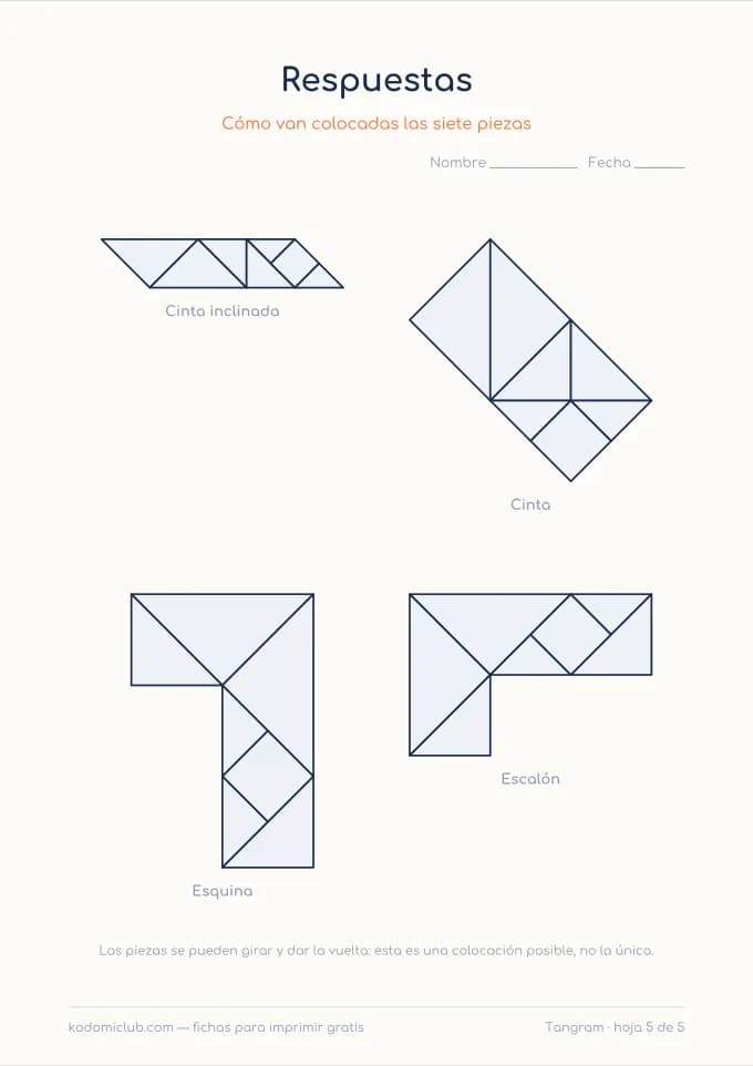 Tangram: objetos y figuras, hoja 5