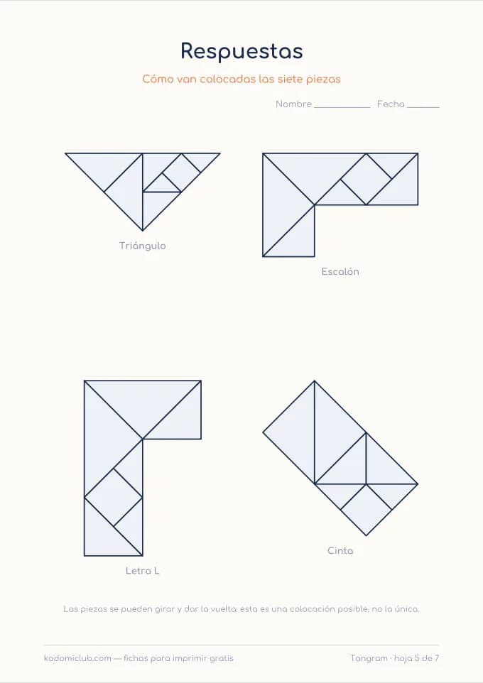 Tangram de siluetas difíciles, hoja 5