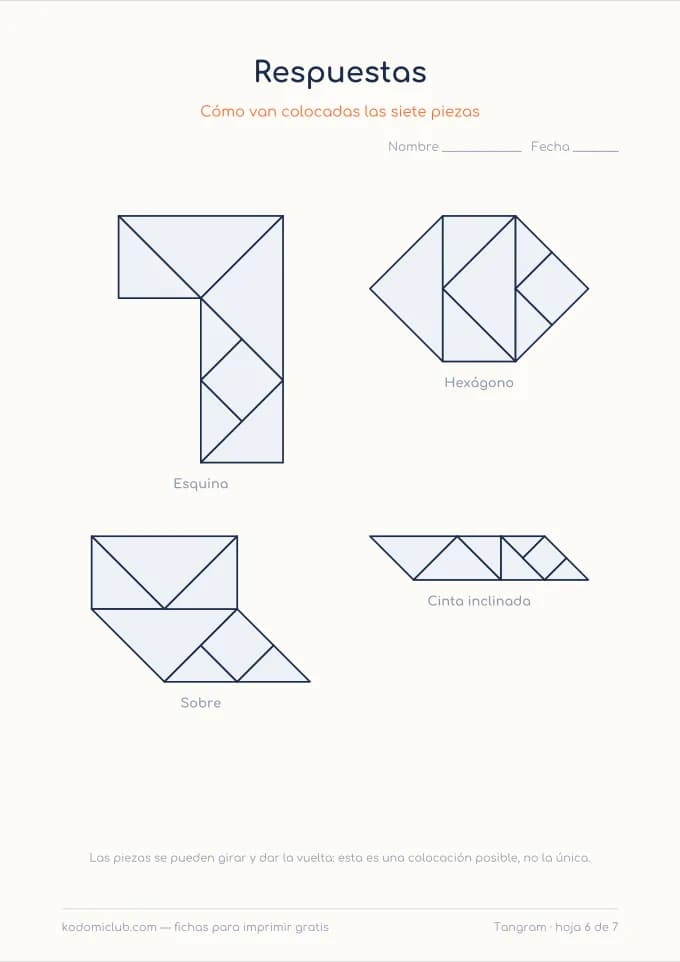 Tangram de siluetas difíciles, hoja 6