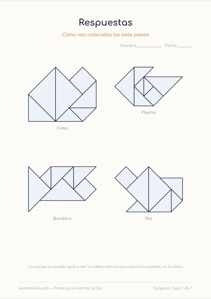 Tangram de siluetas difíciles, hoja 7