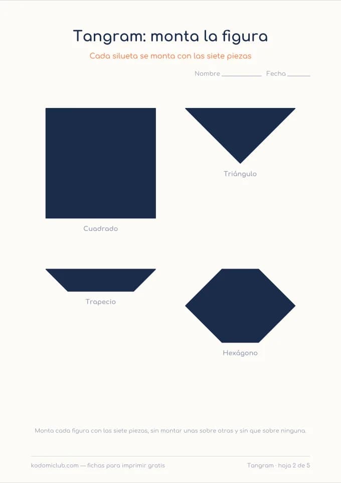 Tangram: monta la figura, hoja 2