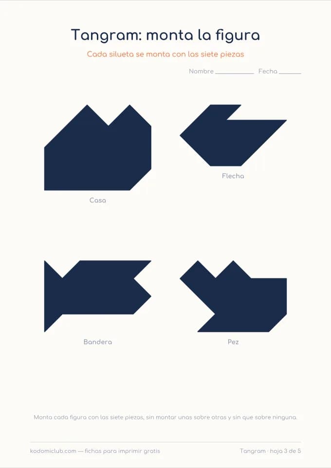 Tangram: monta la figura, hoja 3
