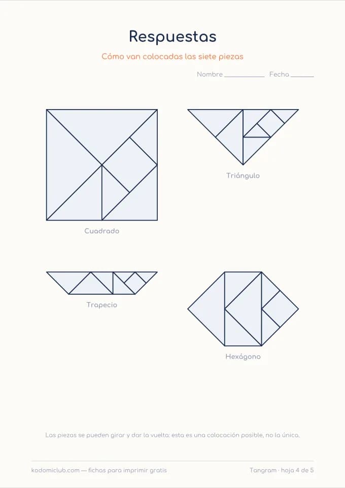 Tangram: monta la figura, hoja 4