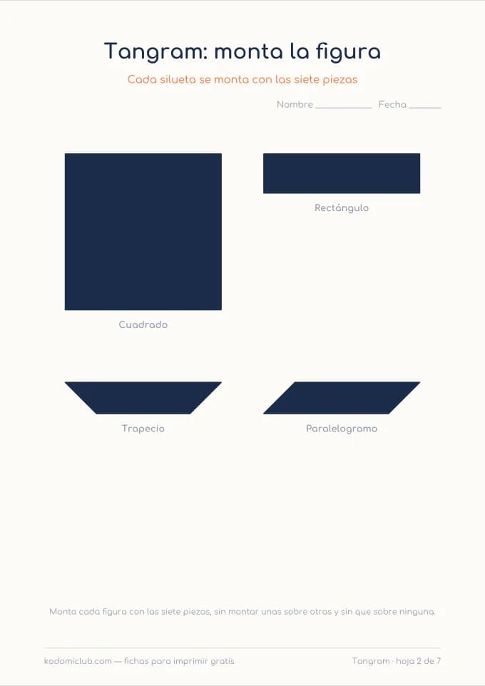 Tangram para recortar, hoja 2