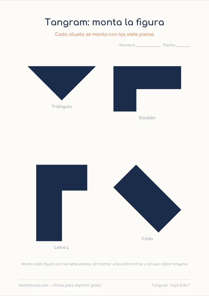 Tangram para recortar, hoja 3