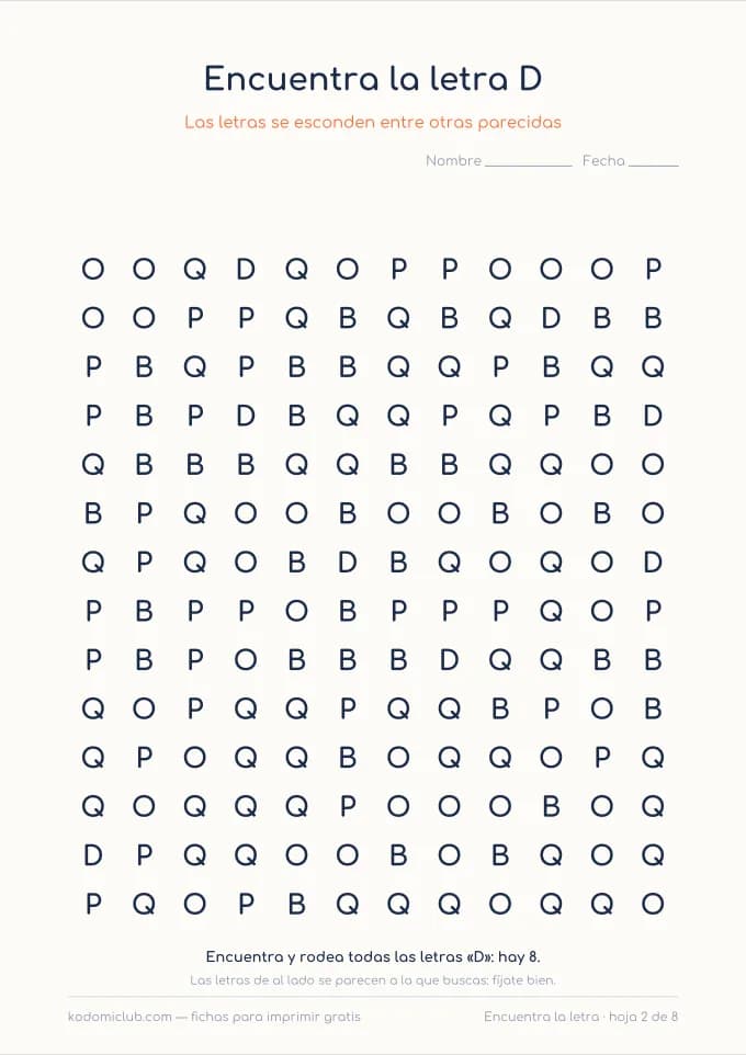 Busca la letra, hoja 2