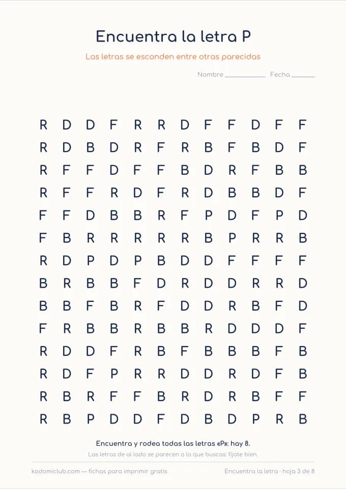 Busca la letra, hoja 3