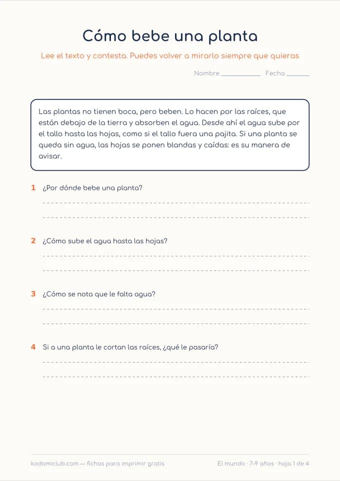 Leer sobre el mundo, hoja 1