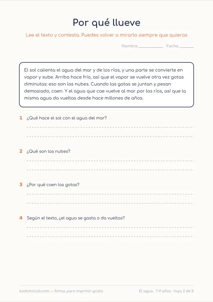 Leer sobre el agua, hoja 2