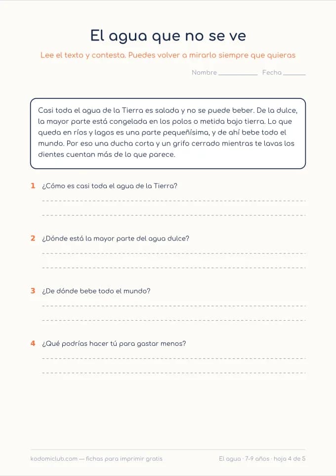 Leer sobre el agua, hoja 4
