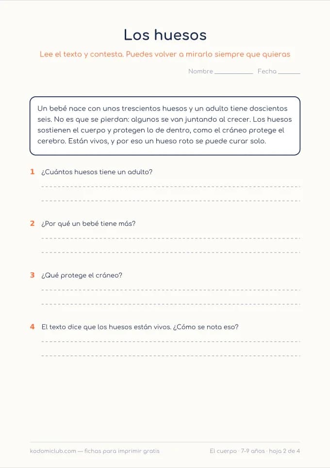 Leer sobre el cuerpo, hoja 2