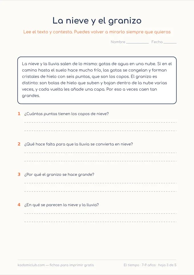 Leer sobre el tiempo que hace, hoja 3