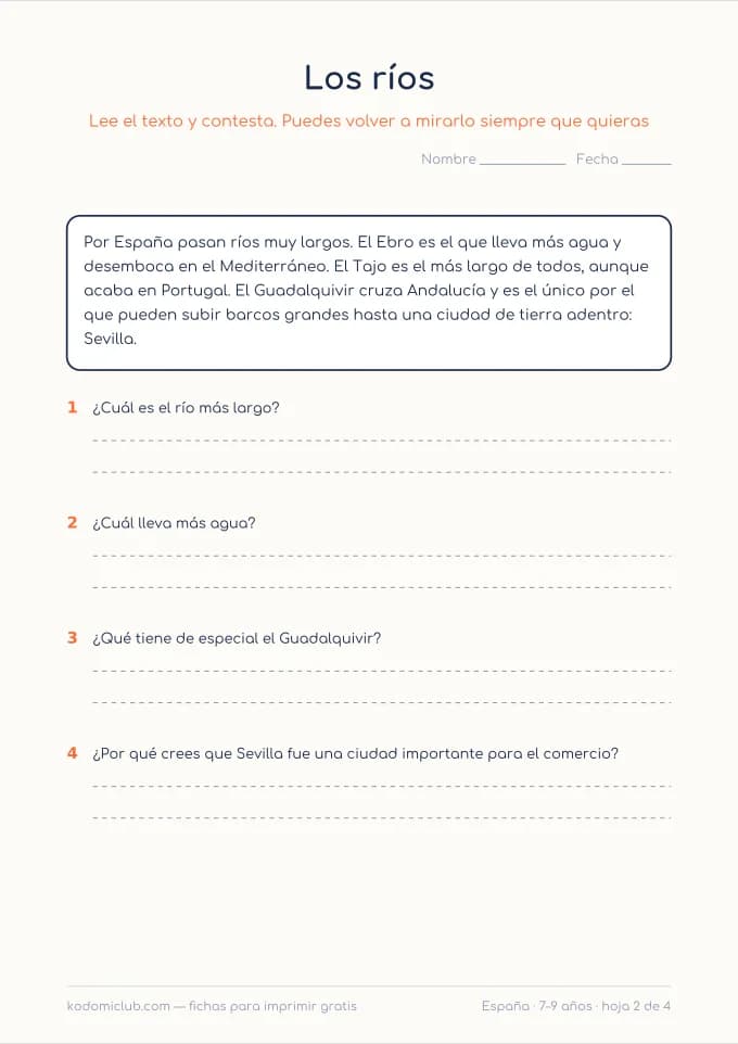 Leer sobre España, hoja 2