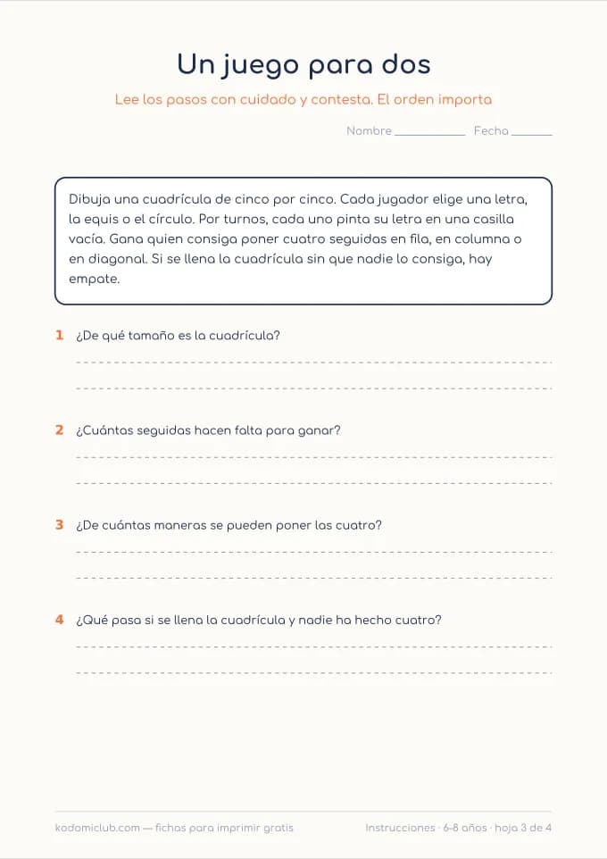 Leer instrucciones, hoja 3