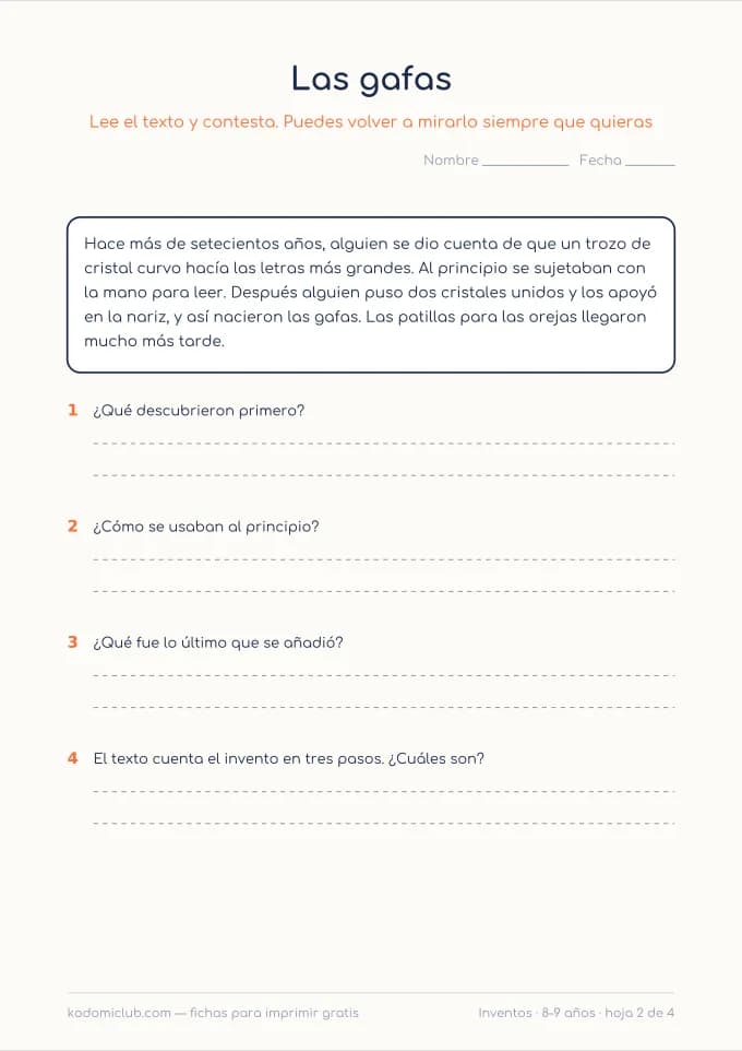 Leer sobre inventos, hoja 2