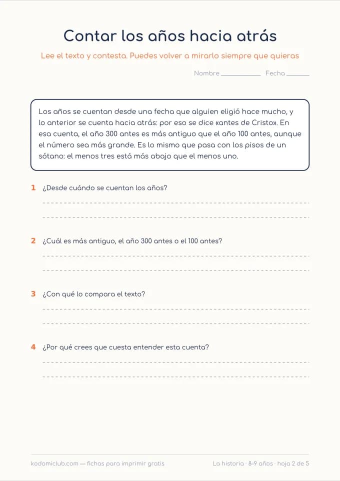 Leer sobre la historia, hoja 2