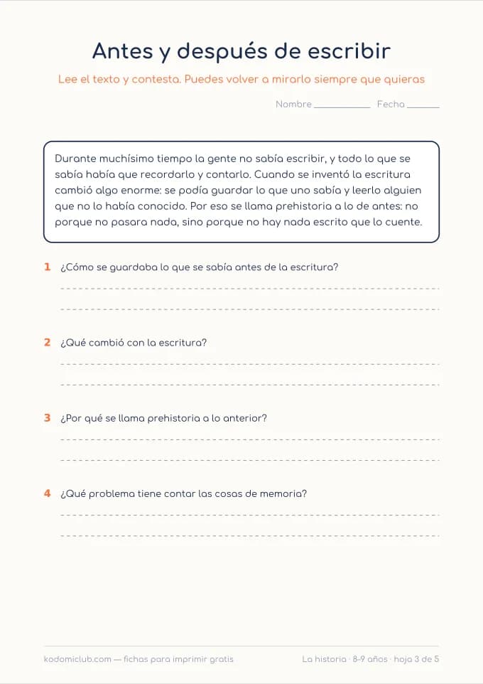 Leer sobre la historia, hoja 3