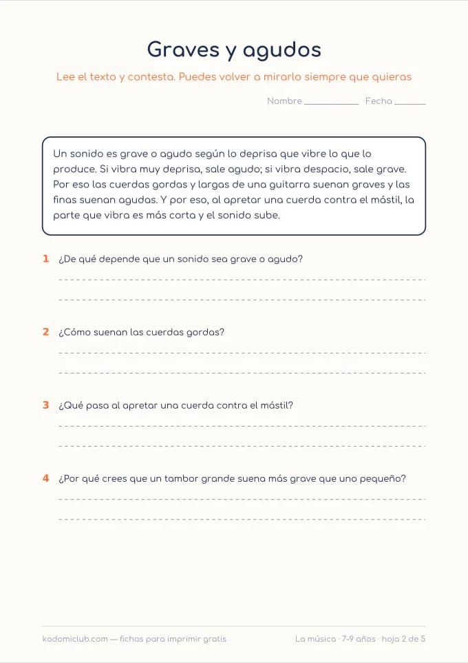 Leer sobre la música, hoja 2
