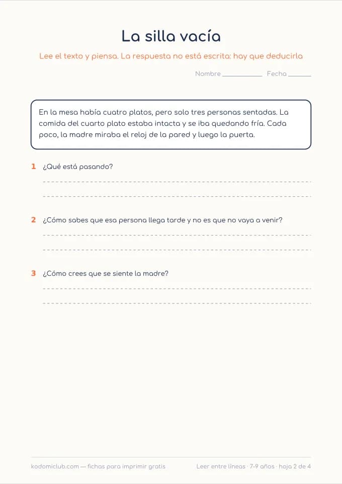 Leer entre líneas, hoja 2
