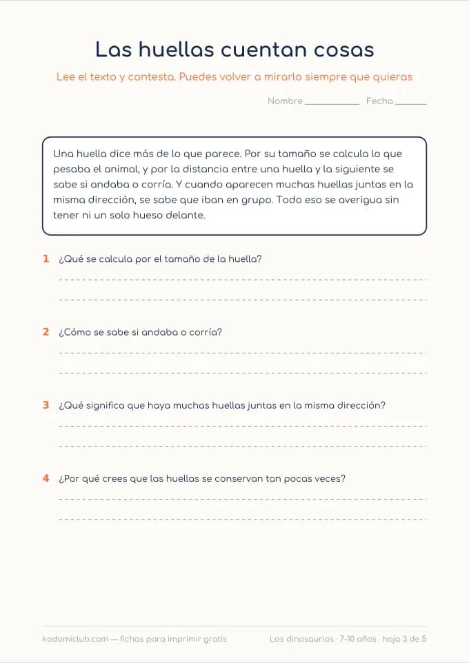 Leer sobre los dinosaurios, hoja 3