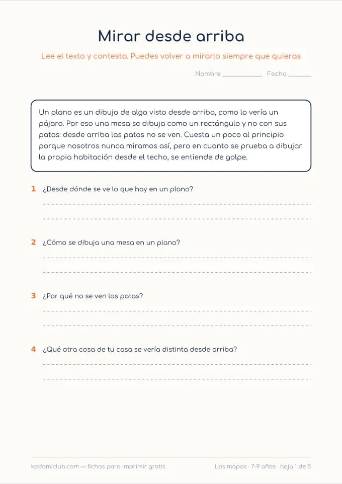 Leer sobre los mapas. Ficha para imprimir, 7–9 años