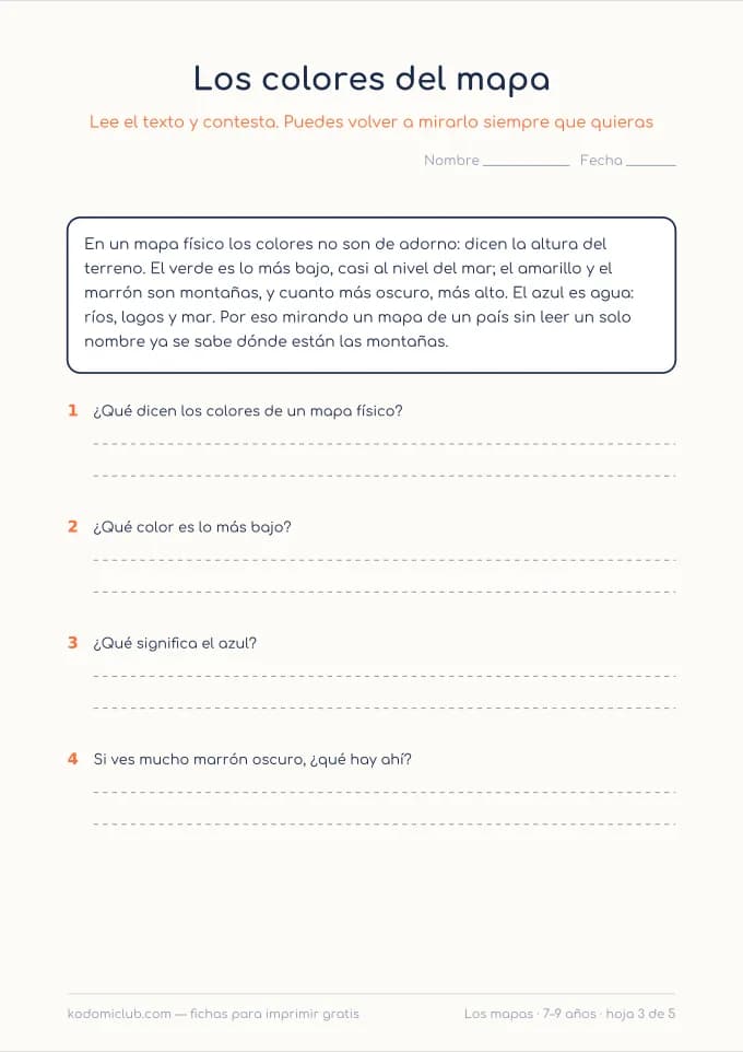Leer sobre los mapas, hoja 3